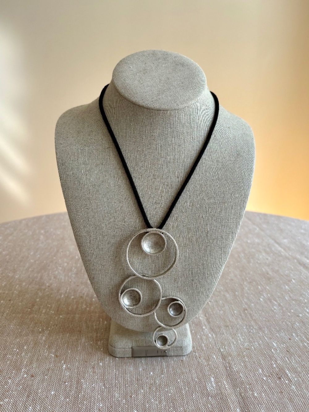 Authentic Seraglio Geometric Statement Modernist Style Necklace Coin Charm